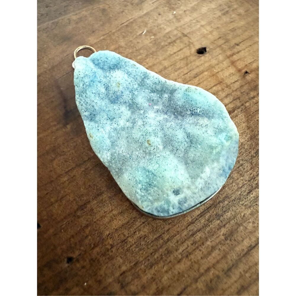 Large Raw Blue Larimar Necklace Pendant - Picture 8 of 10